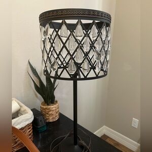 allen + roth Eberline 25-inch bronze table lamp w/metal shade & crystal spheres
